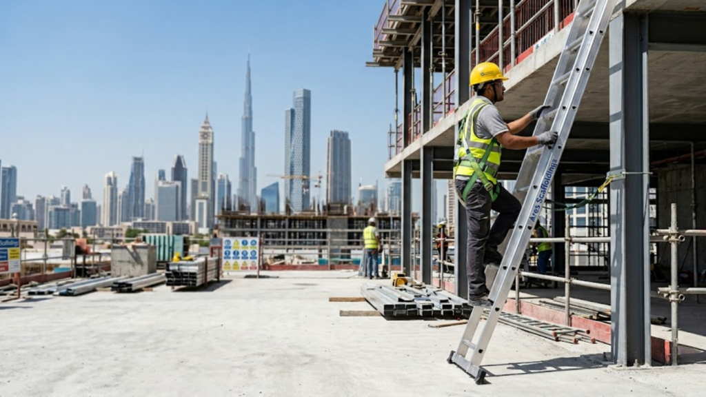 aluminium ladders in UAE providing safe access for construction and maintenance work