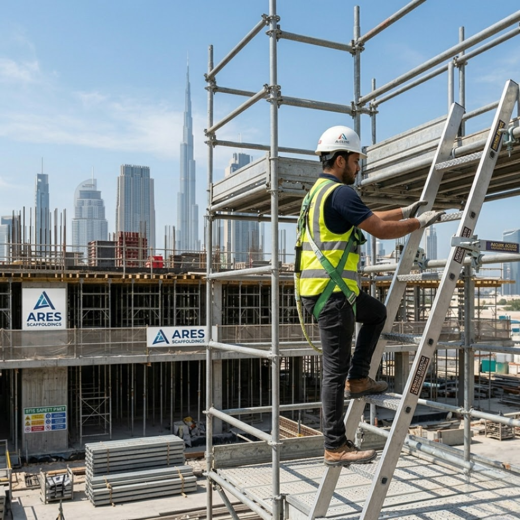 aluminium ladders in UAE used for safe access in construction and maintenance work