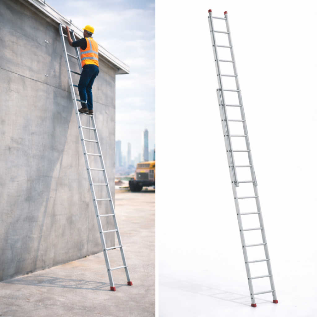 double section straight aluminium ladder in UAE used for extended vertical access and maintenance