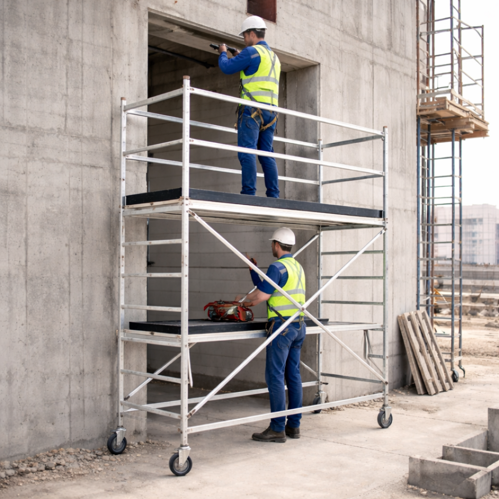 double width scaffolding in UAE providing wide platform and stable access for construction