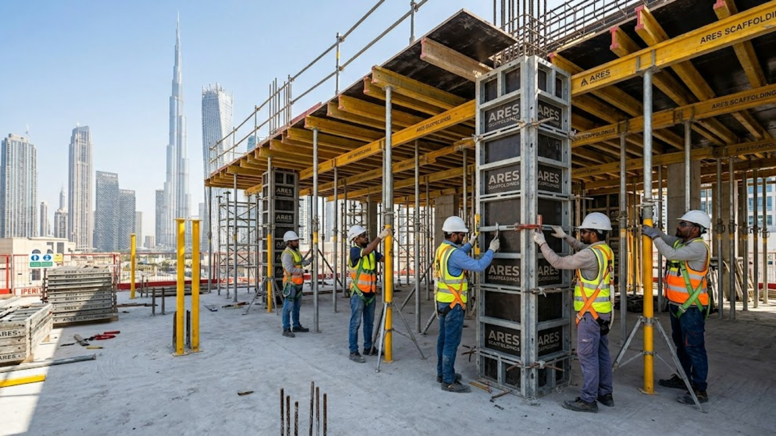 framework and shuttering in UAE used for concrete formwork and structural support