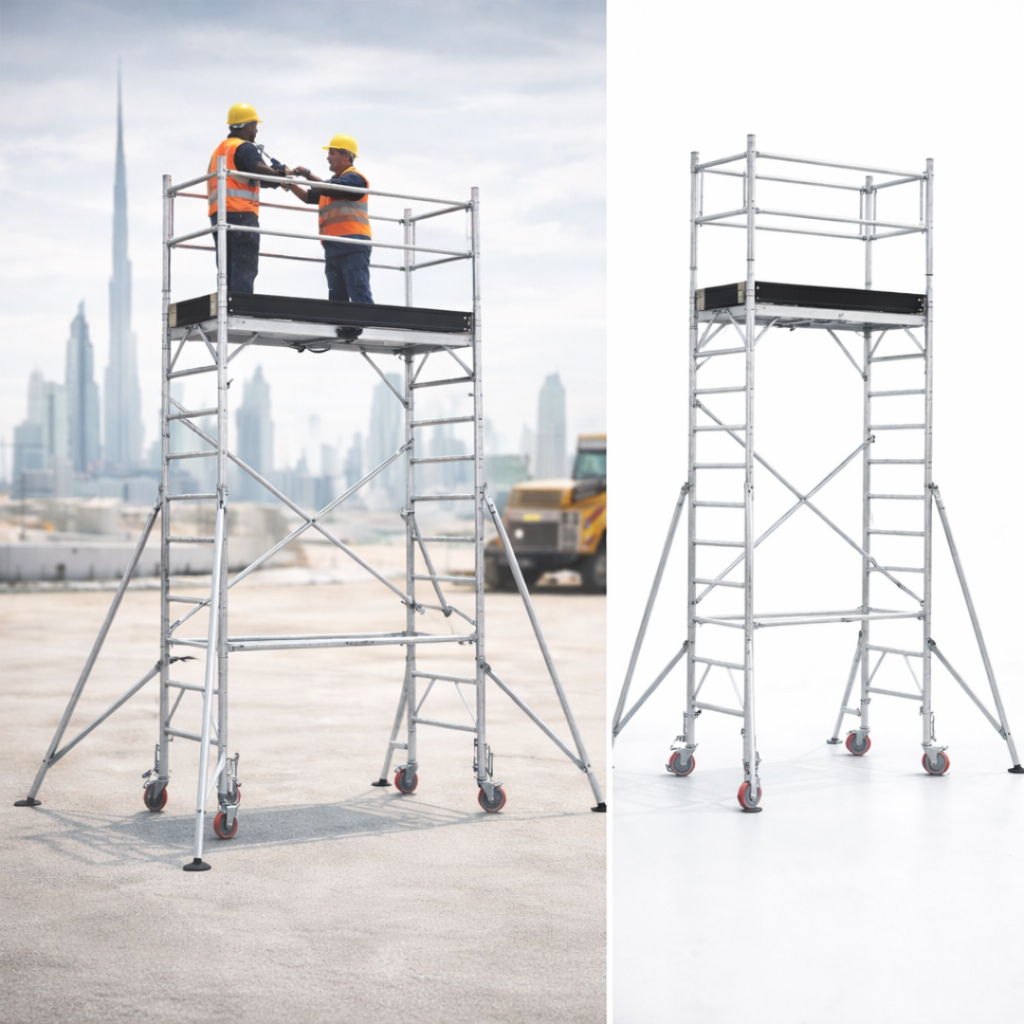 scaffolding with additional support in UAE providing extra stability for construction work