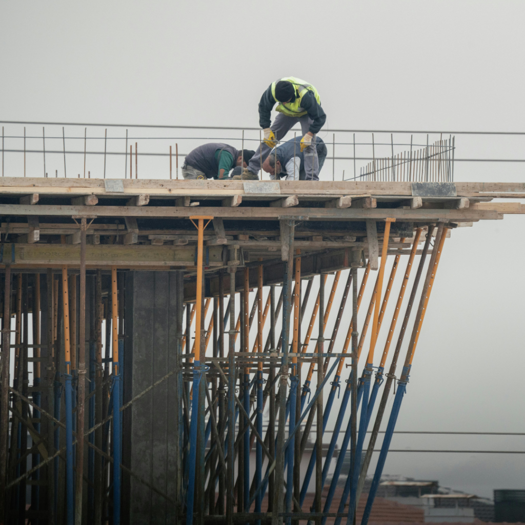 wooden plank used in UAE scaffolding for worker platform and support